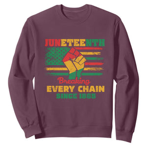 Juneteenth Sweatshirt Breaking Every Chain Since 1865 TS01 Maroon Printyourwear