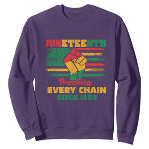 Juneteenth Sweatshirt Breaking Every Chain Since 1865 TS01 Purple Printyourwear
