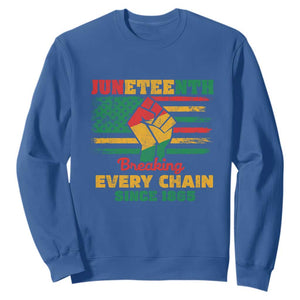 Juneteenth Sweatshirt Breaking Every Chain Since 1865 TS01 Royal Blue Printyourwear