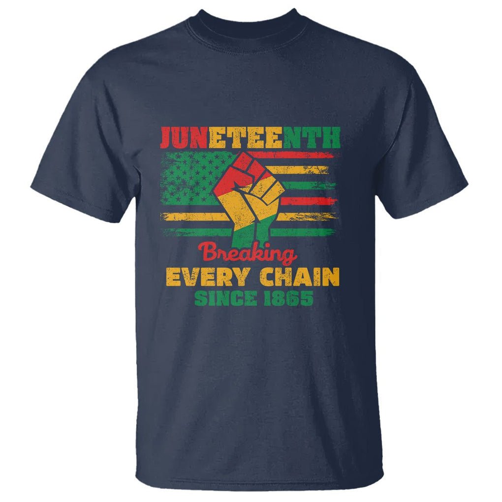 Juneteenth T Shirt Breaking Every Chain Since 1865 TS01 Navy Printyourwear