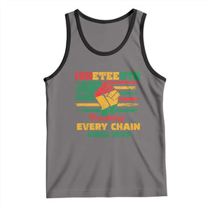 Juneteenth Tank Top Breaking Every Chain Since 1865 American Flag TS01 Deep Heather Black Print Your Wear