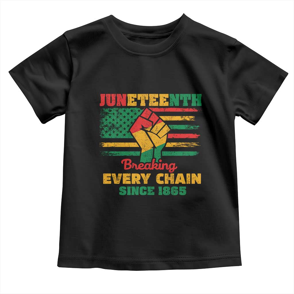 Juneteenth Toddler T Shirt Breaking Every Chain Since 1865 American Flag TS01 Black Print Your Wear