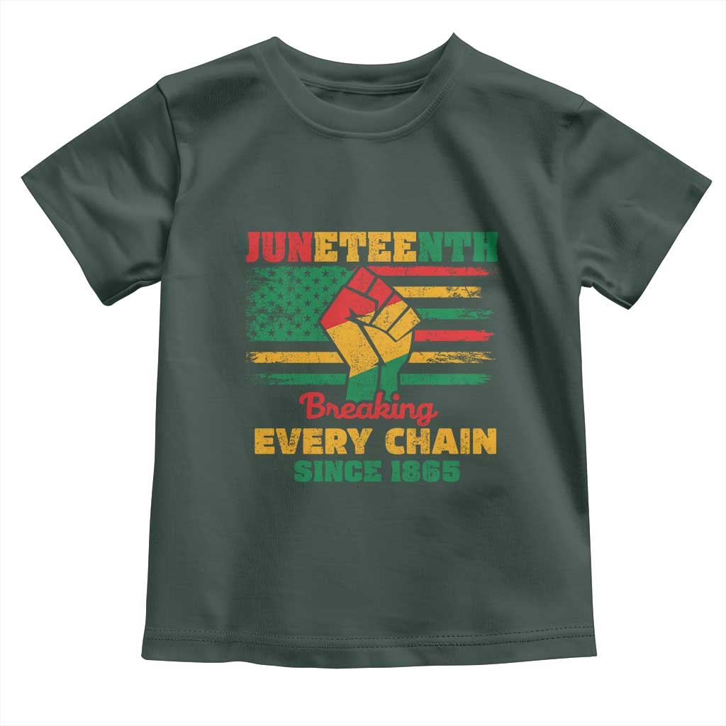 Juneteenth Toddler T Shirt Breaking Every Chain Since 1865 American Flag TS01 Dark Forest Green Print Your Wear