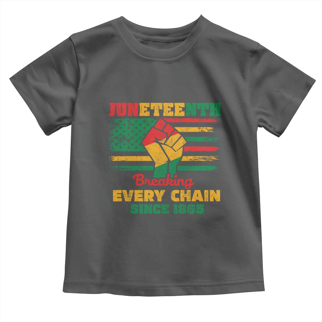 Juneteenth Toddler T Shirt Breaking Every Chain Since 1865 American Flag TS01 Dark Heather Print Your Wear
