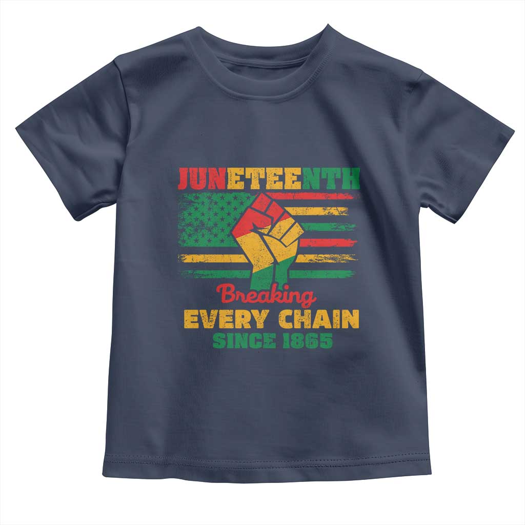 Juneteenth Toddler T Shirt Breaking Every Chain Since 1865 American Flag TS01 Navy Print Your Wear
