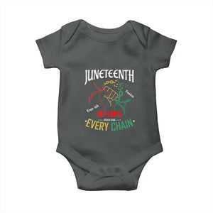Juneteenth 1865 Baby Onesie Breaking Every Chain Freeish Black Freedom TS01 Dark Heather Print Your Wear