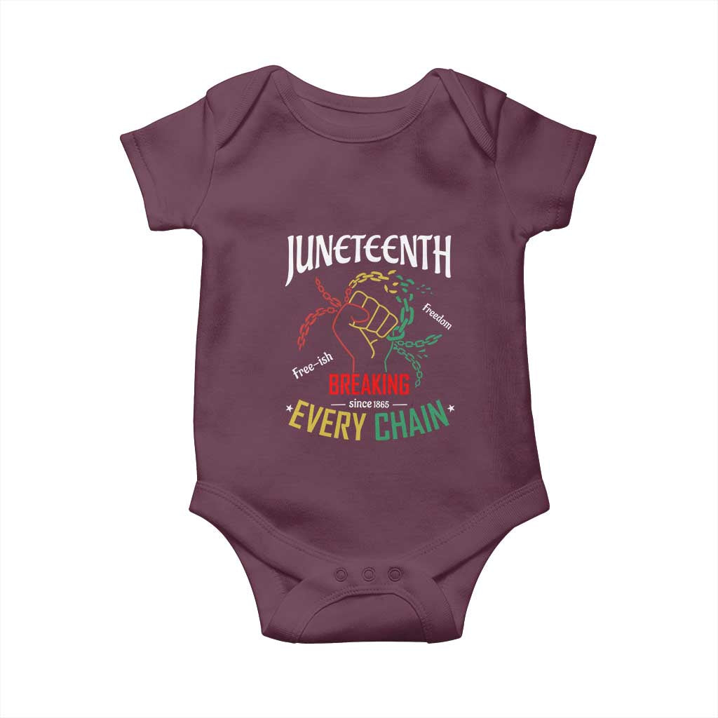 Juneteenth 1865 Baby Onesie Breaking Every Chain Freeish Black Freedom TS01 Maroon Print Your Wear