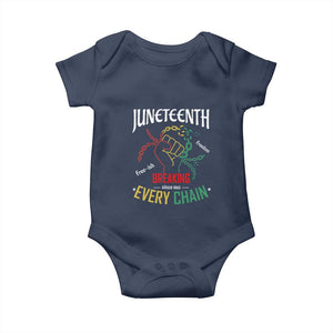 Juneteenth 1865 Baby Onesie Breaking Every Chain Freeish Black Freedom TS01 Navy Print Your Wear