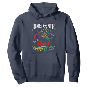 Juneteenth Hoodie Breaking Every Chain Since 1865 TS01 Navy Printyourwear