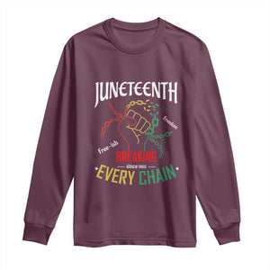 Juneteenth 1865 Long Sleeve Shirt Breaking Every Chain Freeish Black Freedom TS01 Maroon Print Your Wear