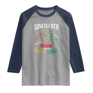 Juneteenth 1865 Raglan Shirt Breaking Every Chain Freeish Black Freedom TS01 Sport Gray Navy Print Your Wear