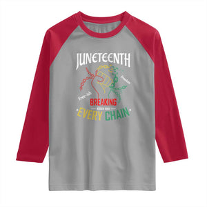 Juneteenth 1865 Raglan Shirt Breaking Every Chain Freeish Black Freedom TS01 Sport Gray Red Print Your Wear