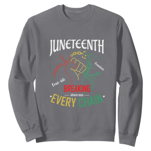 Juneteenth Sweatshirt Breaking Every Chain Since 1865 TS01 Charcoal Printyourwear
