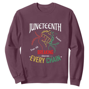 Juneteenth Sweatshirt Breaking Every Chain Since 1865 TS01 Maroon Printyourwear