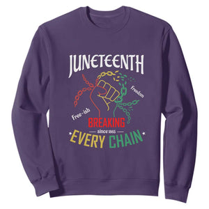 Juneteenth Sweatshirt Breaking Every Chain Since 1865 TS01 Purple Printyourwear