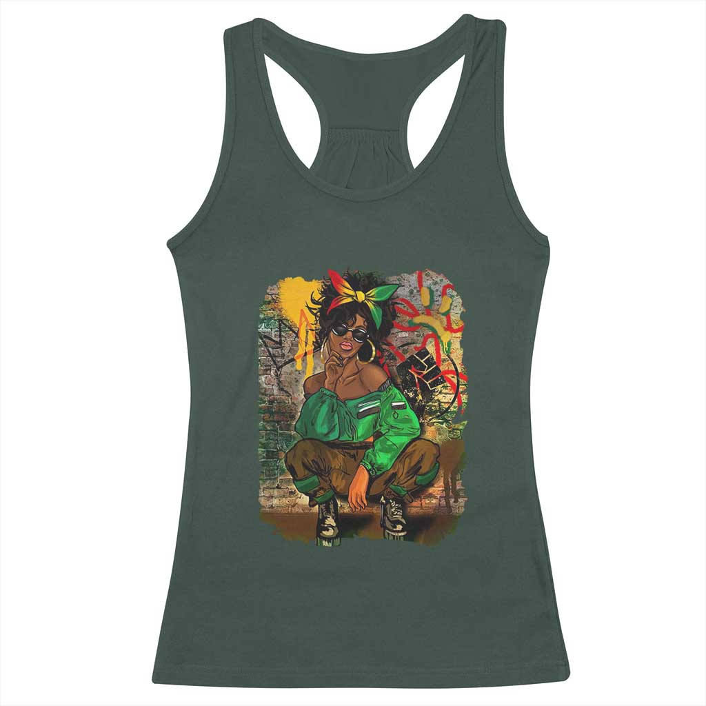 Black Heritage Pride Racerback Tank Top For Melanin Black Women TS01 Dark Forest Green Print Your Wear