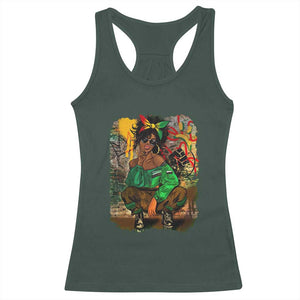 Black Heritage Pride Racerback Tank Top For Melanin Black Women TS01 Dark Forest Green Print Your Wear