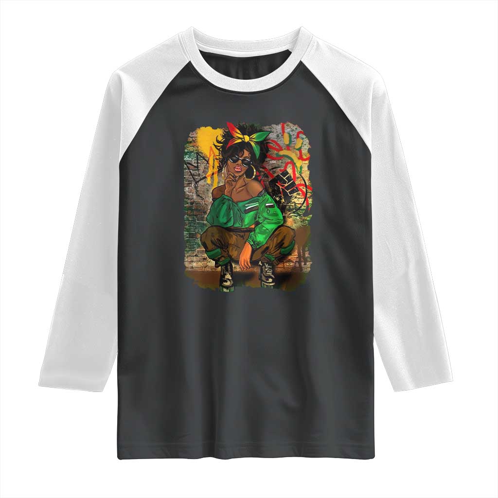 Black Heritage Pride Raglan Shirt For Melanin Black Women TS01 Black White Print Your Wear