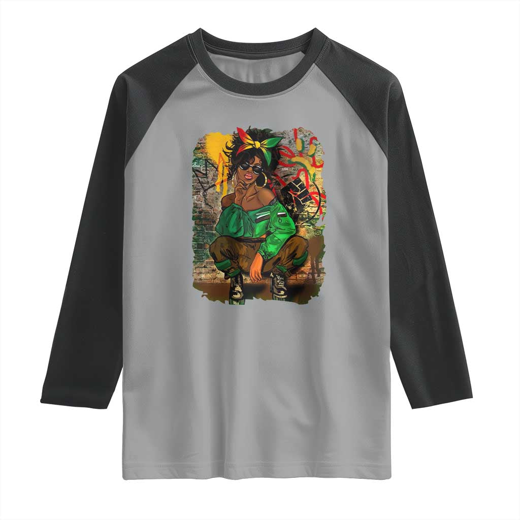 Black Heritage Pride Raglan Shirt For Melanin Black Women TS01 Sport Gray Black Print Your Wear