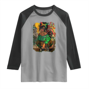 Black Heritage Pride Raglan Shirt For Melanin Black Women TS01 Sport Gray Black Print Your Wear