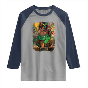Black Heritage Pride Raglan Shirt For Melanin Black Women TS01 Sport Gray Navy Print Your Wear
