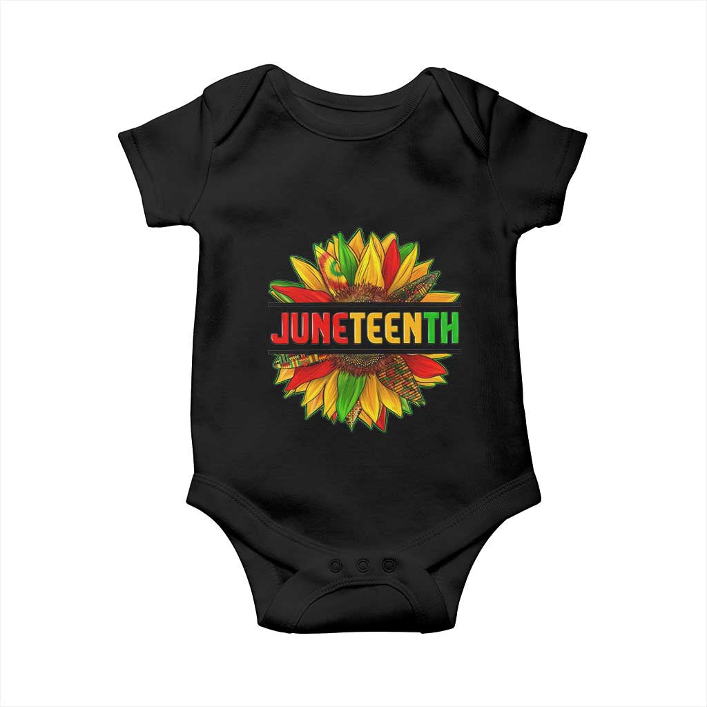 Juneteenth Baby Onesie Sunflower with Fist Black History TS01 Black Print Your Wear