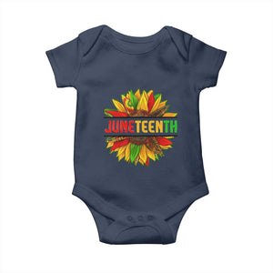 Juneteenth Baby Onesie Sunflower with Fist Black History TS01 Navy Print Your Wear