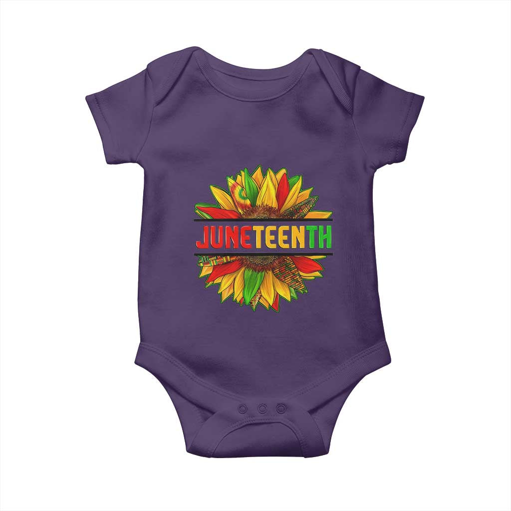 Juneteenth Baby Onesie Sunflower with Fist Black History TS01 Purple Print Your Wear