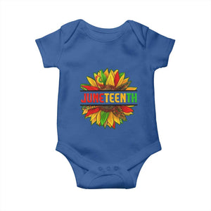 Juneteenth Baby Onesie Sunflower with Fist Black History TS01 Royal Blue Print Your Wear