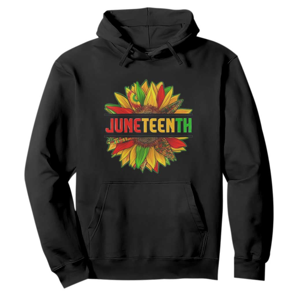 Juneteenth Hoodie Sunflower with Fist Black History TS01 Black Printyourwear