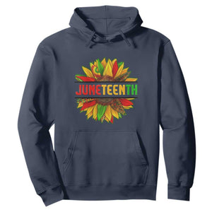 Juneteenth Hoodie Sunflower with Fist Black History TS01 Navy Printyourwear