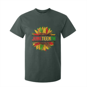 Juneteenth T Shirt For Kid Sunflower with Fist Black History TS01 Dark Forest Green Print Your Wear