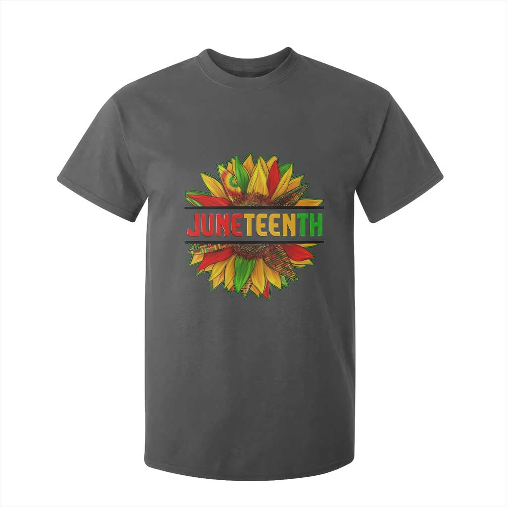 Juneteenth T Shirt For Kid Sunflower with Fist Black History TS01 Dark Heather Print Your Wear