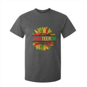 Juneteenth T Shirt For Kid Sunflower with Fist Black History TS01 Dark Heather Print Your Wear