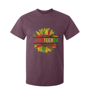 Juneteenth T Shirt For Kid Sunflower with Fist Black History TS01 Maroon Print Your Wear