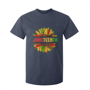 Juneteenth T Shirt For Kid Sunflower with Fist Black History TS01 Navy Print Your Wear