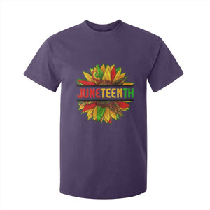 Juneteenth T Shirt For Kid Sunflower with Fist Black History TS01 Purple Print Your Wear