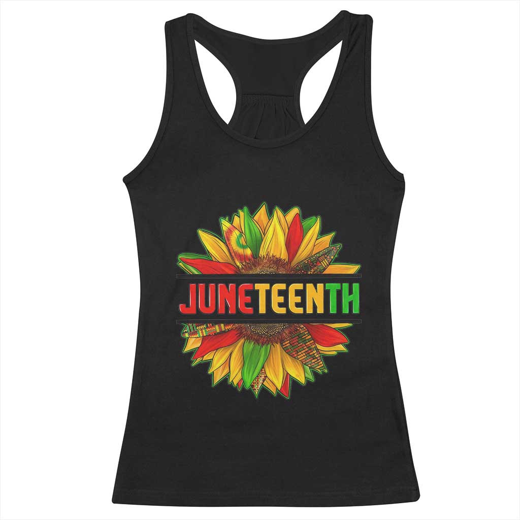 Juneteenth Racerback Tank Top Sunflower with Fist Black History TS01 Black Print Your Wear