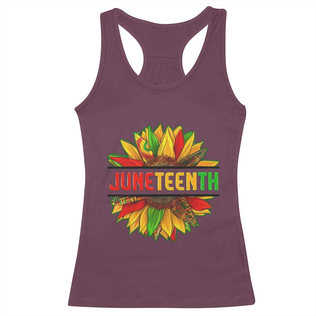 Juneteenth Racerback Tank Top Sunflower with Fist Black History TS01 Maroon Print Your Wear