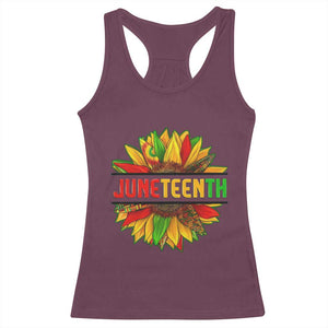 Juneteenth Racerback Tank Top Sunflower with Fist Black History TS01 Maroon Print Your Wear