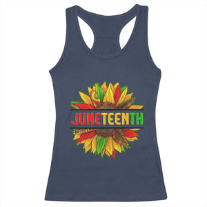 Juneteenth Racerback Tank Top Sunflower with Fist Black History TS01 Navy Print Your Wear