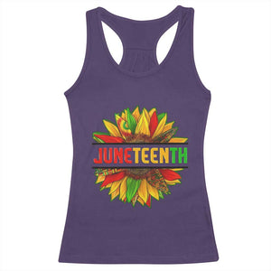 Juneteenth Racerback Tank Top Sunflower with Fist Black History TS01 Purple Print Your Wear