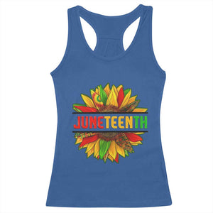 Juneteenth Racerback Tank Top Sunflower with Fist Black History TS01 Royal Blue Print Your Wear