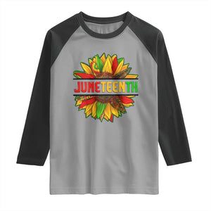 Juneteenth Raglan Shirt Sunflower with Fist Black History TS01 Sport Gray Black Print Your Wear