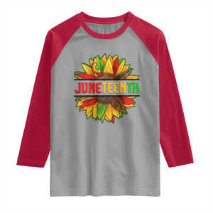 Juneteenth Raglan Shirt Sunflower with Fist Black History TS01 Sport Gray Red Print Your Wear