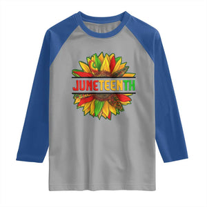 Juneteenth Raglan Shirt Sunflower with Fist Black History TS01 Sport Gray Royal Print Your Wear