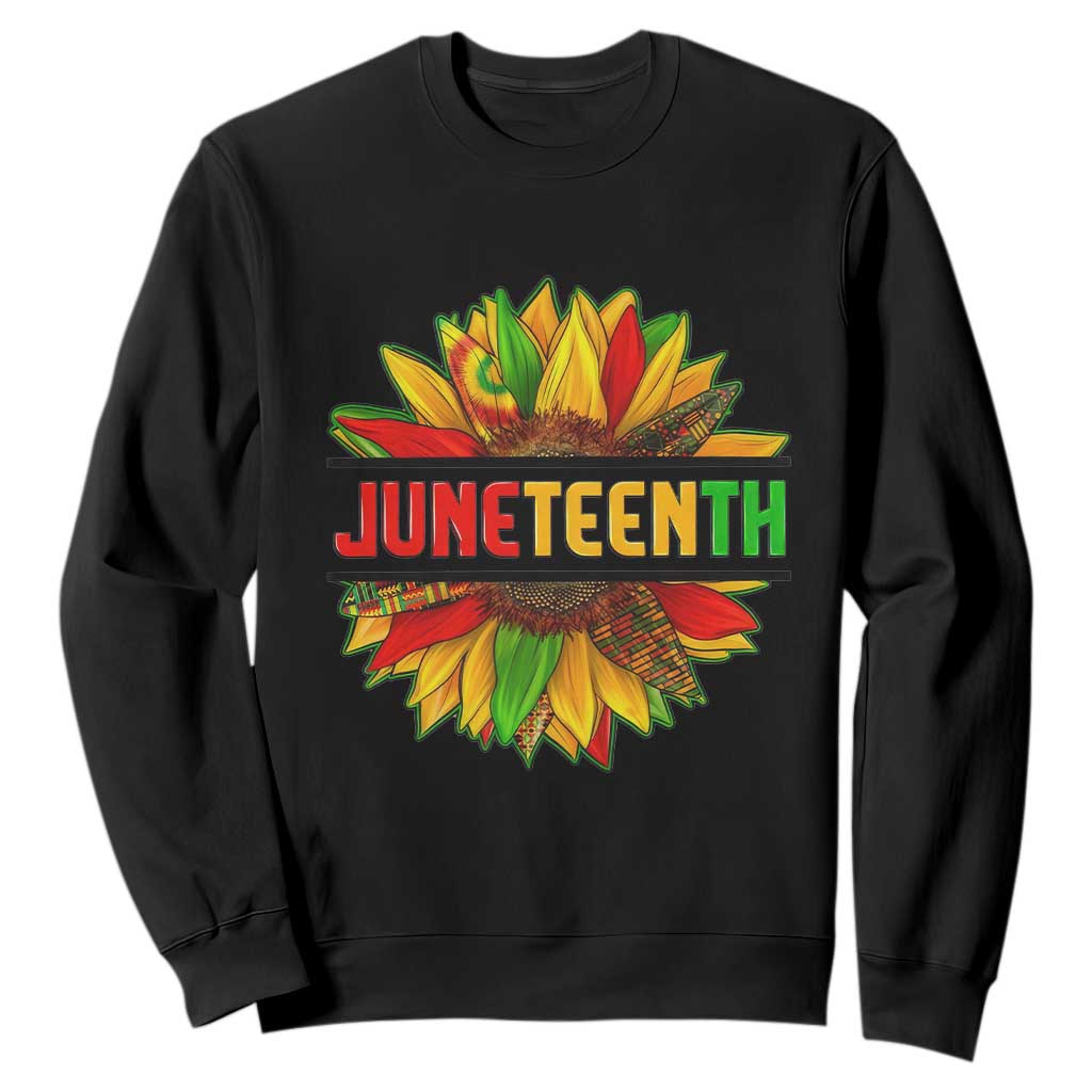 Juneteenth Sweatshirt Sunflower with Fist Black History TS01 Black Printyourwear