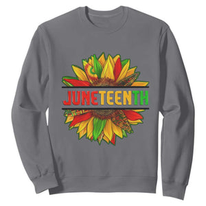 Juneteenth Sweatshirt Sunflower with Fist Black History TS01 Charcoal Printyourwear