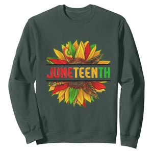 Juneteenth Sweatshirt Sunflower with Fist Black History TS01 Dark Forest Green Printyourwear