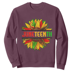 Juneteenth Sweatshirt Sunflower with Fist Black History TS01 Maroon Printyourwear